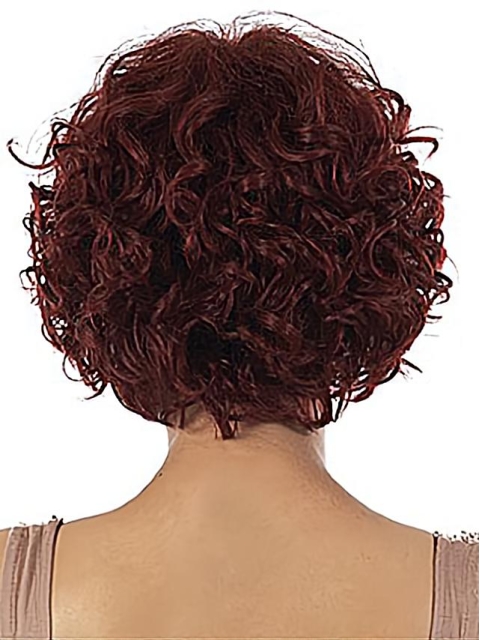 Preferential Red Wavy Chin Length African American Wigs