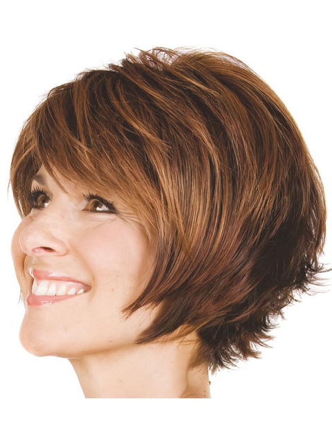 Brown Discount Bobs Wavy Short Wigs