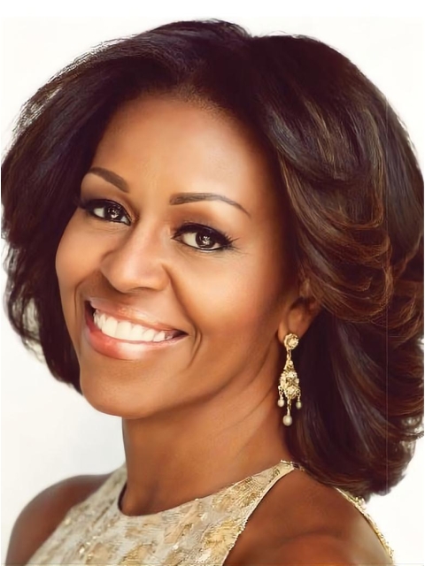 Michelle Obama Medium Wavy Wigs Lace Front Wigs 