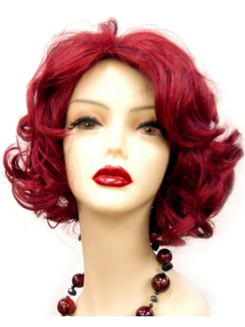 12 Inches Wavy Red Lace Front Human Wigs