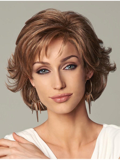 Traditiona Blonde Wavy Chin Length Human Hair Wigs