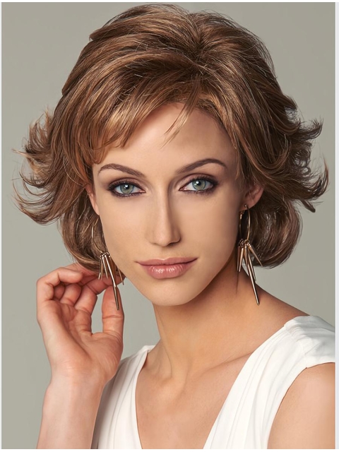 Traditiona Blonde Wavy Chin Length Human Hair Wigs