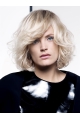 Young Fashion Platinum Blonde Disheveled Waves Chin Length Wavy Synthetic Wigs