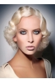 Young Fashion Platinum Blonde Chin Length Wavy Lace Front Wigs