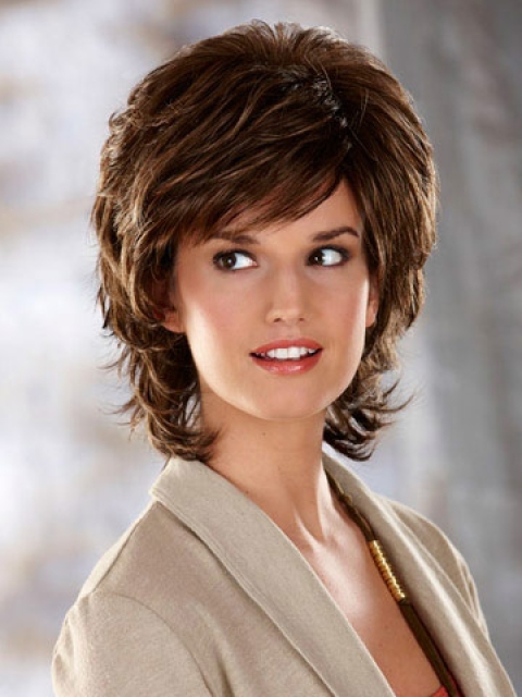 Tempting Brown Wavy Chin Length Classic Wigs