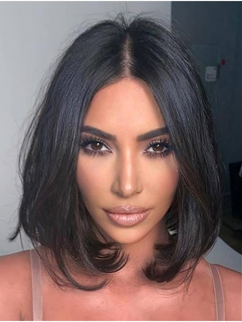 Chin Length 12" Wavy Bobs Lace Front Kim Kardashian Wigs