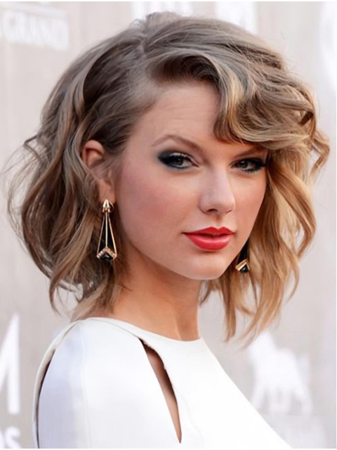 Lace Front Chin Length Brown Wavy Bobs Taylor Swift Wigs