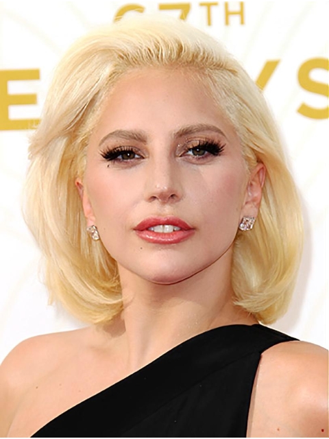 Wavy Blonde Lace Front Chin Length Bobs Lady Gaga Wigs