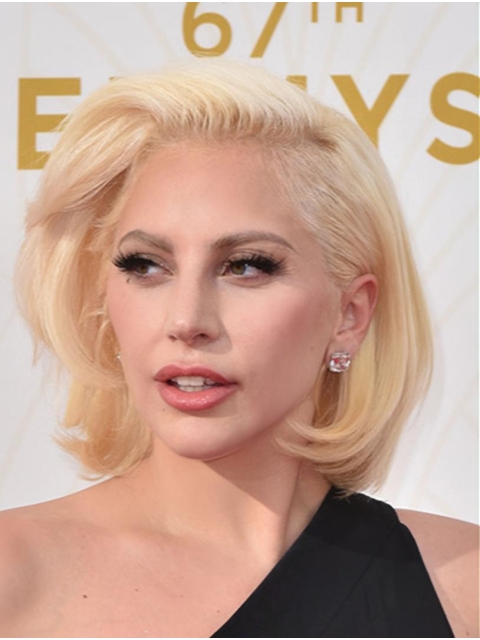 Wavy Blonde Lace Front Chin Length Bobs Lady Gaga Wigs