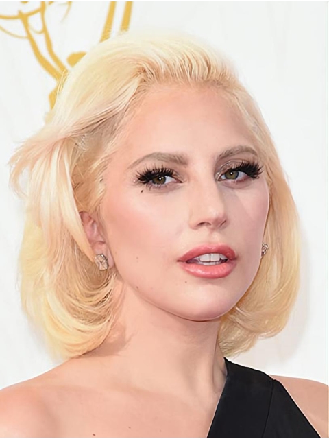 Wavy Blonde Lace Front Chin Length Bobs Lady Gaga Wigs