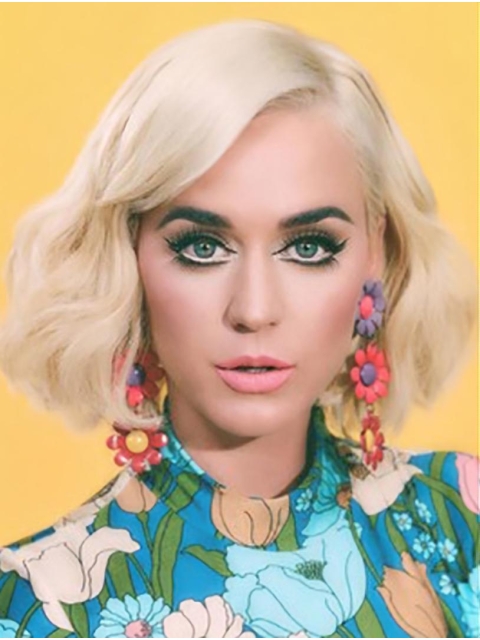 Wavy Platinum Blonde Lace Front Chin Length Bobs Katy Perry Wigs