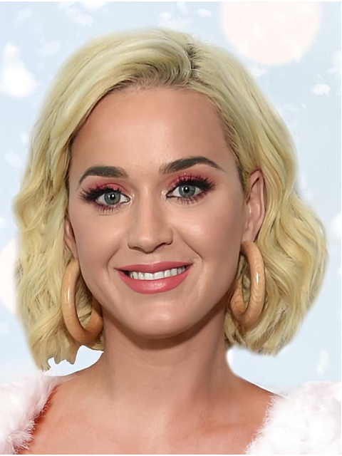 Wavy Blonde Lace Front Chin Length Bobs Katy Perry Wigs