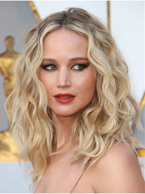 14" Lace Front Chin Length Synthetic Wavy Jennifer Lawrence Wigs