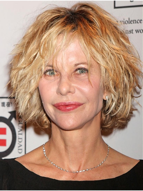 Wavy Chin Length Blonde Synthetic Meg Ryan Wigs