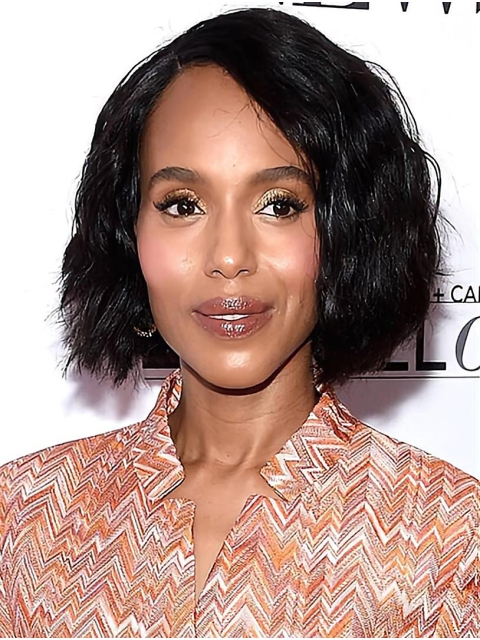 Wavy Chin Length Black Synthetic Kerry Washington Wigs