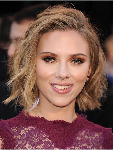 Wavy Chin Length Blonde Synthetic Scarlett Johansson Wigs