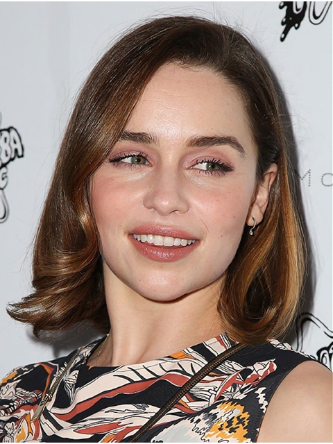 Wavy 12" Chin Length Brown Synthetic Emilia Clarke Wigs