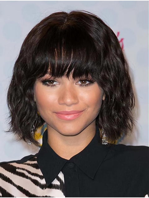 Capless 12" Wavy Chin Length Bobs Zendaya Wigs