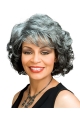 Unique Wavy Chin Length Synthetic Grey Wigs