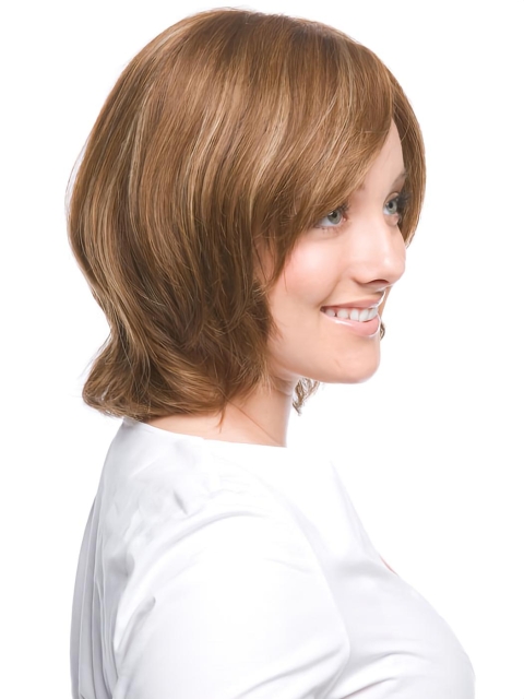 Monofilament Wavy Remy Human Hair Stylish Medium Wigs