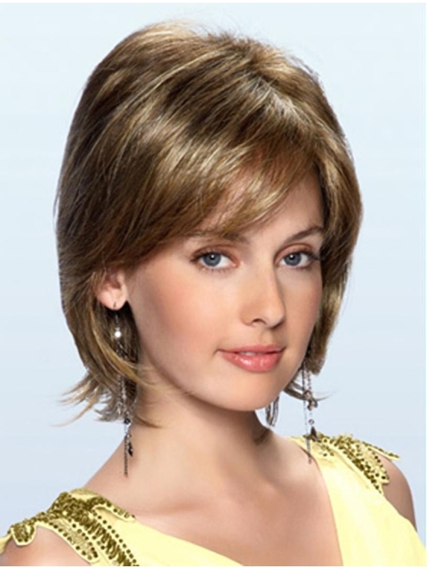 Impressive Synthetic Brown Wavy Medium Wigs