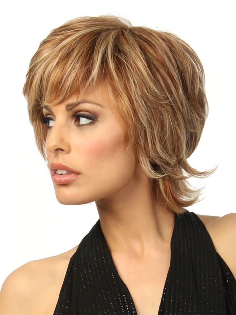 Refined Blonde Wavy Chin Length Wigs For Cancer