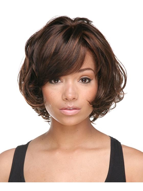 Easeful Auburn Wavy Chin Length African American Wigs