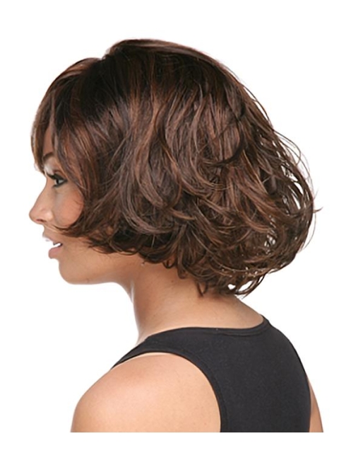 Easeful Auburn Wavy Chin Length African American Wigs