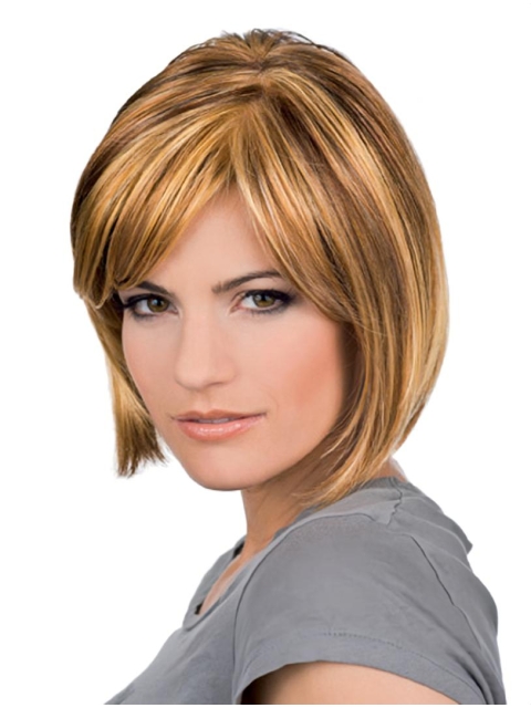 Blonde Graceful Wavy Remy Human Hair Medium Wigs