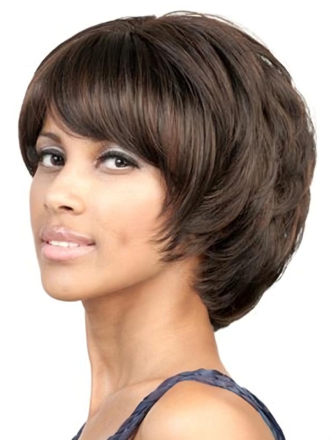 Sassy Brown Wavy Chin Length Bob Wigs