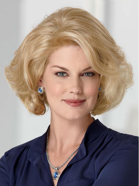 Glamorous Blonde Wavy Chin Length Classic Wigs