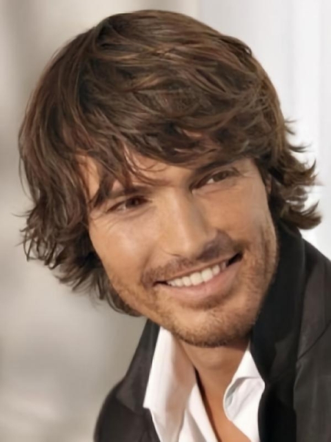 Fashion Brown Wavy Chin Length Men Wigs