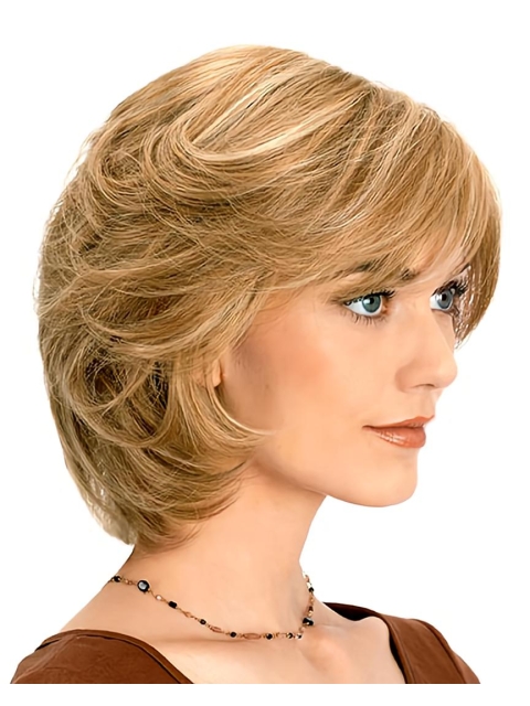 Convenient Blonde Wavy Chin Length Lace Front Wigs