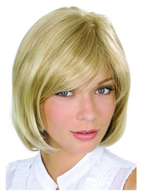 Gentle Blonde Wavy Chin Length Lace Wigs