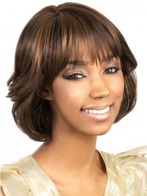 Brown Wavy Synthetic Modern Medium Wigs