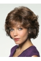 Brown Suitable Wavy Remy Human Hair Medium Wigs