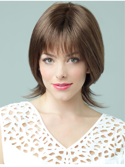 Monofilament Polite Wavy Synthetic Medium Wigs