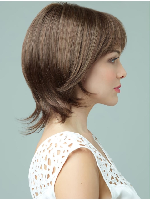 Monofilament Polite Wavy Synthetic Medium Wigs