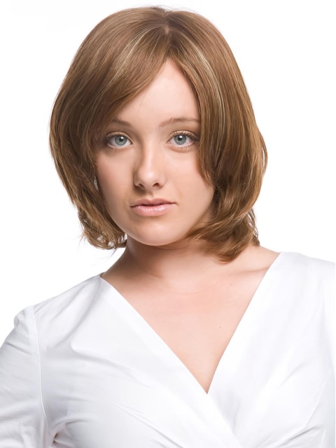 Affordable Remy Human Hair Monofilament Wavy Medium Wigs