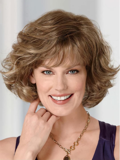 Lace Front Elegant Wavy Synthetic Medium Wigs