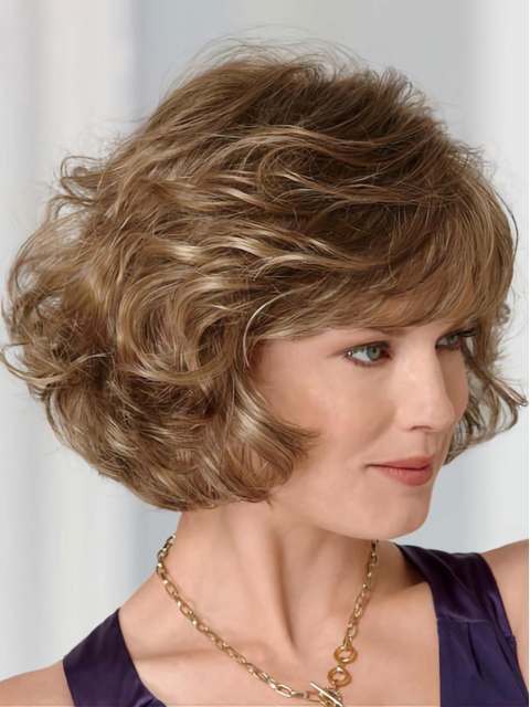 Lace Front Elegant Wavy Synthetic Medium Wigs