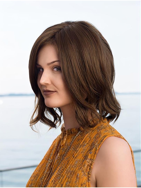 Straight 12" Monofilament Brown Bobs Synthetic Medium Wigs