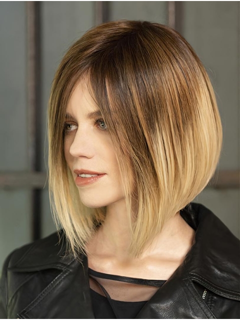 Straight Ombre/2 Tone 12" Chin Length Synthetic Bobs Fabulous Lace Front Wigs