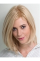 10" Chin Length Straight Platinum Blonde Bobs Hand Tied Wig Online