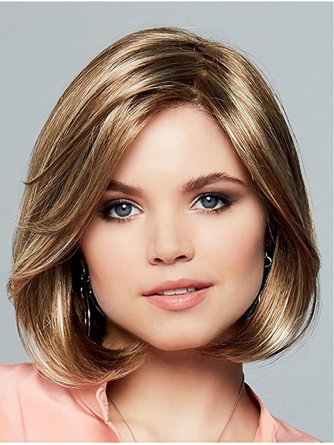 10" Chin Length Straight Ombre/2 tone Synthetic Sleek Monofilament Wigs