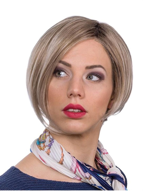 10" Straight Monofilament Blonde Synthetic Chin Length Bob Hairstyles For Women