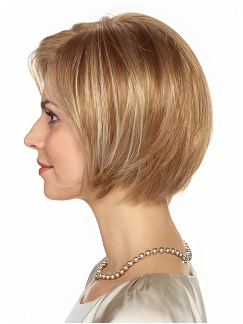 Blonde Straight Chin Length Bobs Monofilament Wigs Cheap