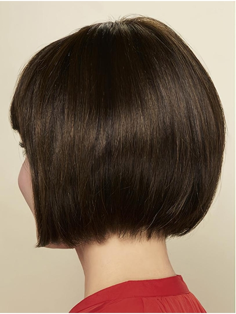 Black Straight Chin Length Bobs Monofilament Wig