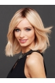 Chin Length Straight Monofilament Blonde Bobs Sleek Human Hair Wigs