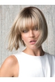 8" Chin Length Straight Blonde Synthetic Wigs With Bangs